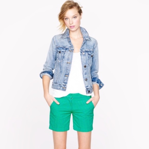 J Crew Seersucker Green and Blue Shorts (6) - Picture 2 of 5